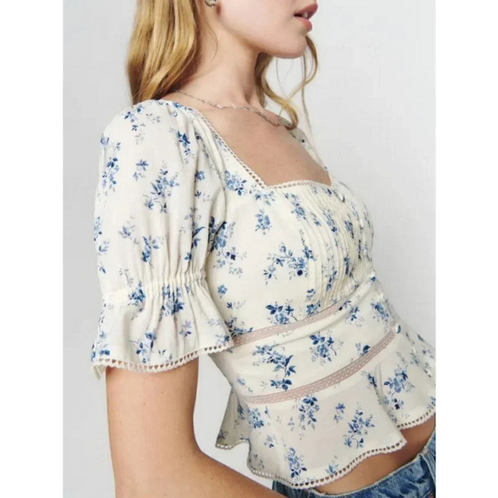 💕REFORMATION💕 Daphne Top ~ Orlaya Floral Print 10 NWT